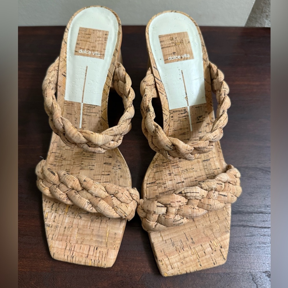 Dolce Vita Paily Braided Cork Block Heel Sandals – Size 8.5 – New - Picture 3 of 12